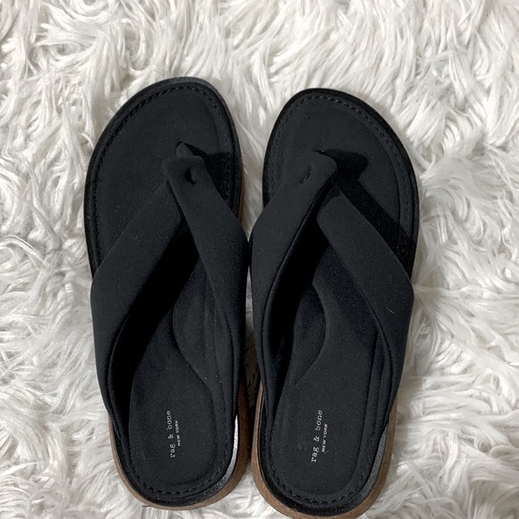 RAG & Bone Parque Flip Flops Sandals Padded Straps Black Neoprene Women Sz 38 - Picture 4 of 9